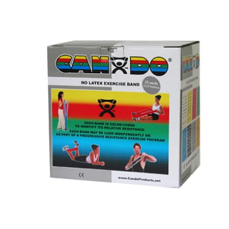 Cando International Latex Free Exercise Band, 25 yards Roll - Silver, 2X Heavy CanDo-10-5636